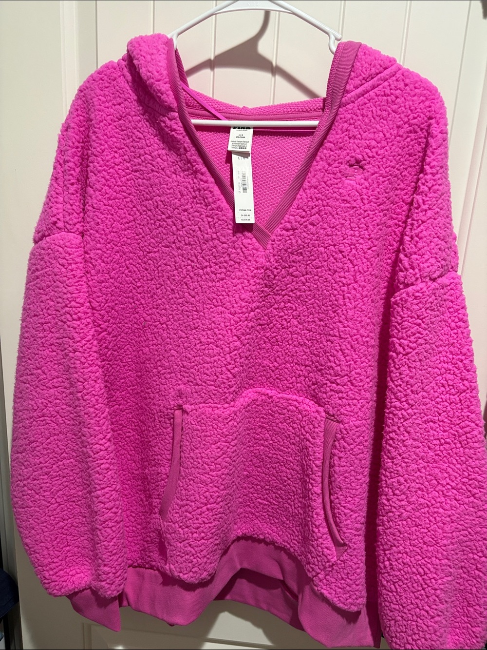 PINK Victoria's Secret Plush Sherpa Hoodie - Bright Pink